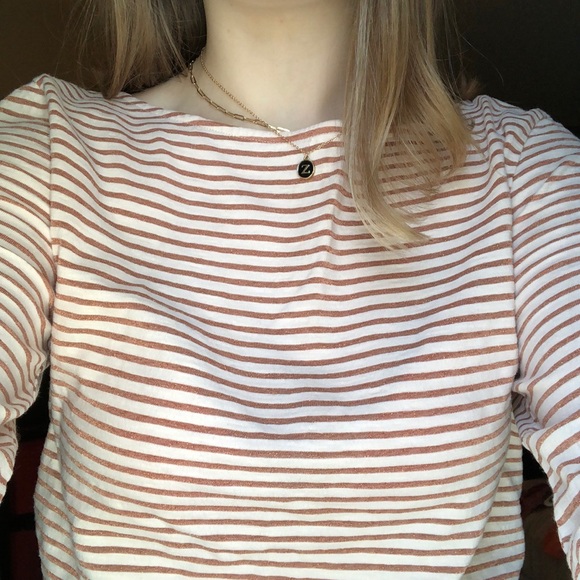 Striped long sleeve shiny cream shirt - Picture 3 of 4